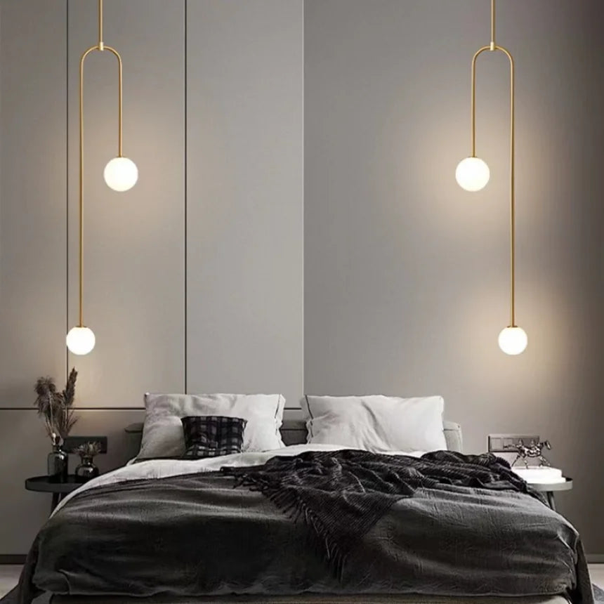 DecorBites™ Double Head Glass Ball Pendant Lights for Hotel Bedroom and Bathroom