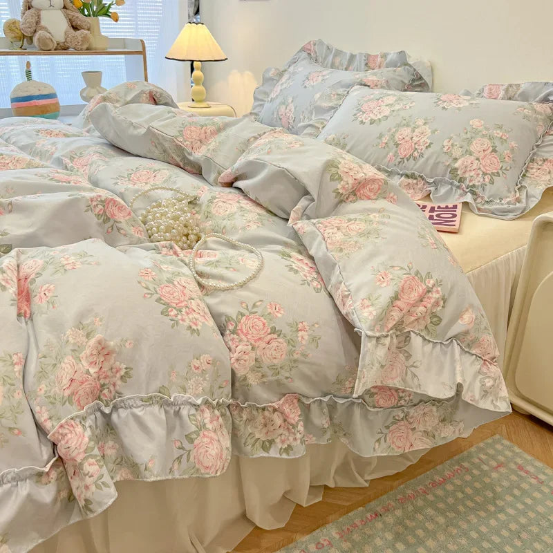 Printed Lace Bedding Set