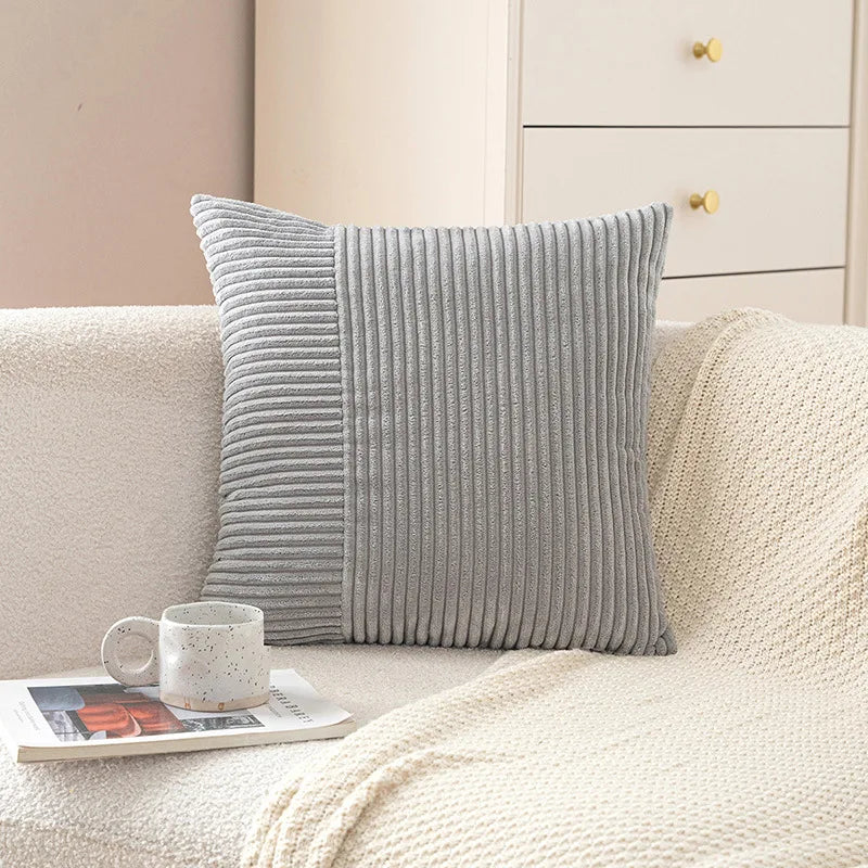 DecorBites™ Corduroy Striped Body Pillow: Soft Lumbar Support & Cozy Home Decor
