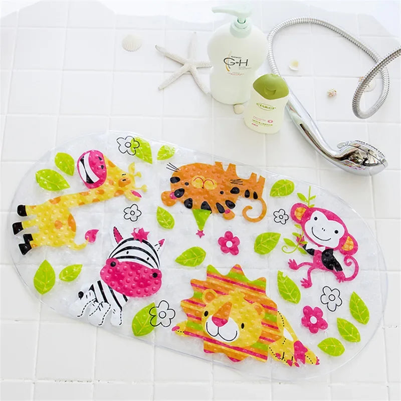 DecorBites™ Kids PVC Bathroom Mat with Suction Cups and Drainage in 12 Colors