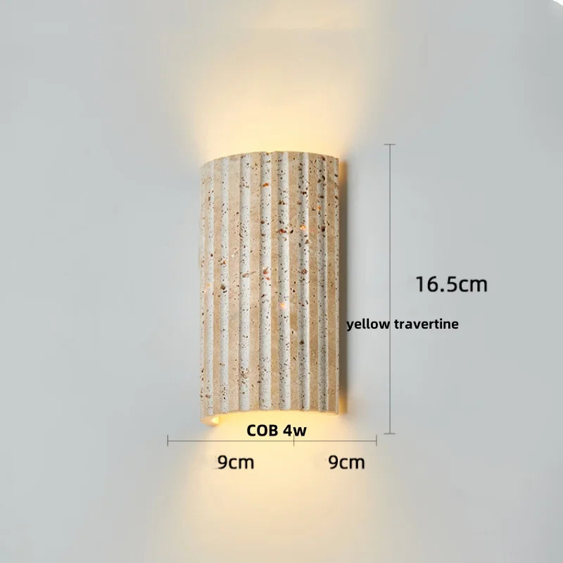 DecorBites™ LED Wall Light Fixtures Bedroom Modern Button Switch Yellow Travertine White Iron Bedside Lamp