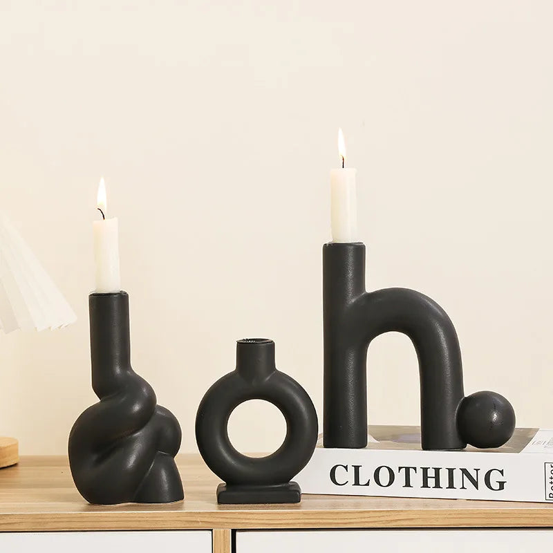 DecorBites™ Geometric Ceramic Candle Holder Ornaments - Home Decor Accessories