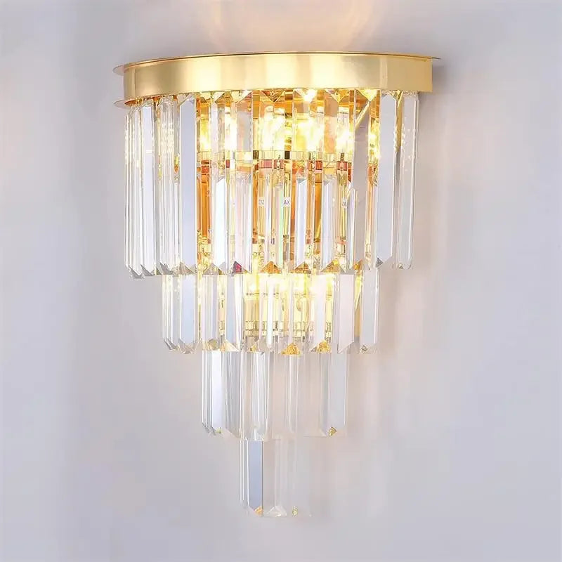 DecorBites™ Crystal Gold Black LED Chandelier: Modern Multi-Storey Pendant Lamp Lighting