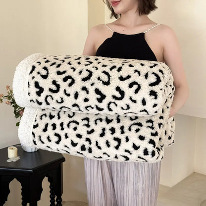 DecorBites™ Leopard Print Double Layered Wool Blanket-Irresistibly Soft & Warm