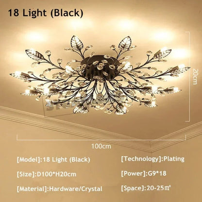 DecorBites™ Crystal Ceiling Chandelier LED Light Fixture for Living Room Bedroom Kitchen