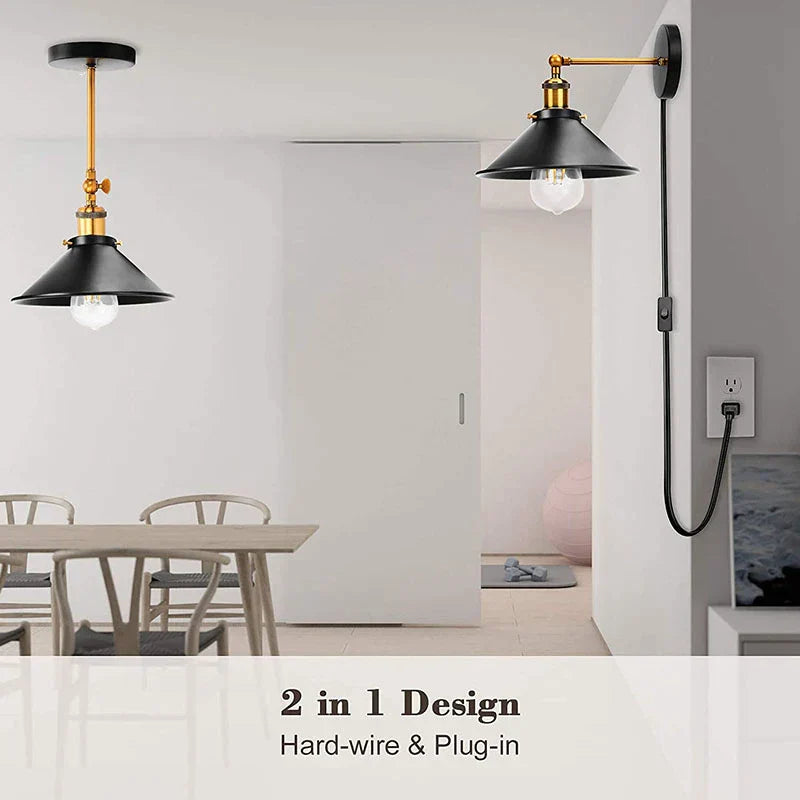 DecorBites™ Industrial Black Wall Lamp Sconce for Living Room Bedroom Restaurant E27