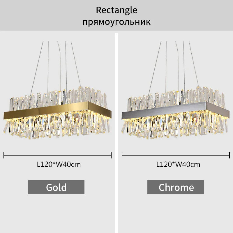 DecorBites™ Crystal LED Pendant Light Chrome/Gold Luxury Chandelier for Kitchen Living Room.
