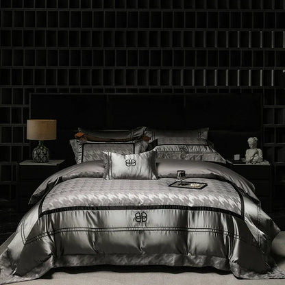 DecorBites™ Luxe Brocade Jacquard Bedding Set with Egyptian Cotton & Embroidery