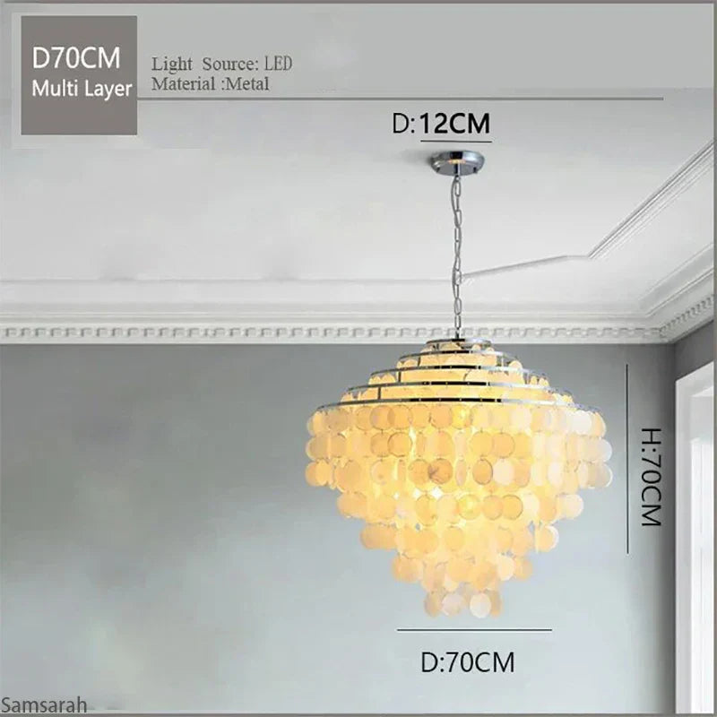 Gold Chrome Shell Chandelier