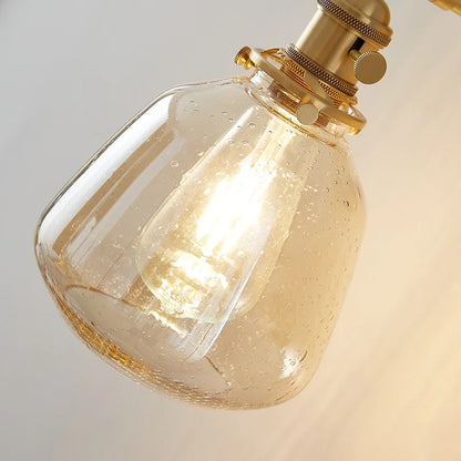 DecorBites™ Clear Glass LED Wall Sconce with Pull Chain, Rotating Copper Socket
