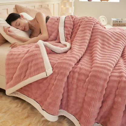 DecorBites™ Fluffy Rabbit Plush Warm Blanket for Bed, Soft & Cozy Autumn Winter Comfort