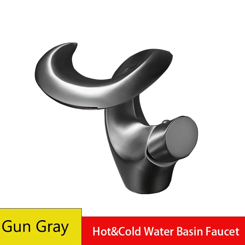 Luxury Brass Bathroom Faucet Hot Cold Water Washbasin Taps Deck Mounted Creative Vintage Sink Tap for Bathrooms