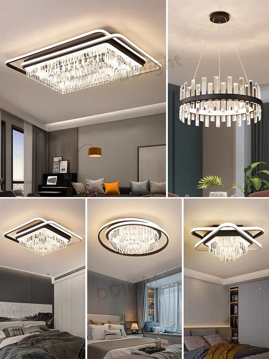 DecorBites™ Crystal Industrial Pendant Lamps Set for Modern Living Room Bedroom Kitchen Decor