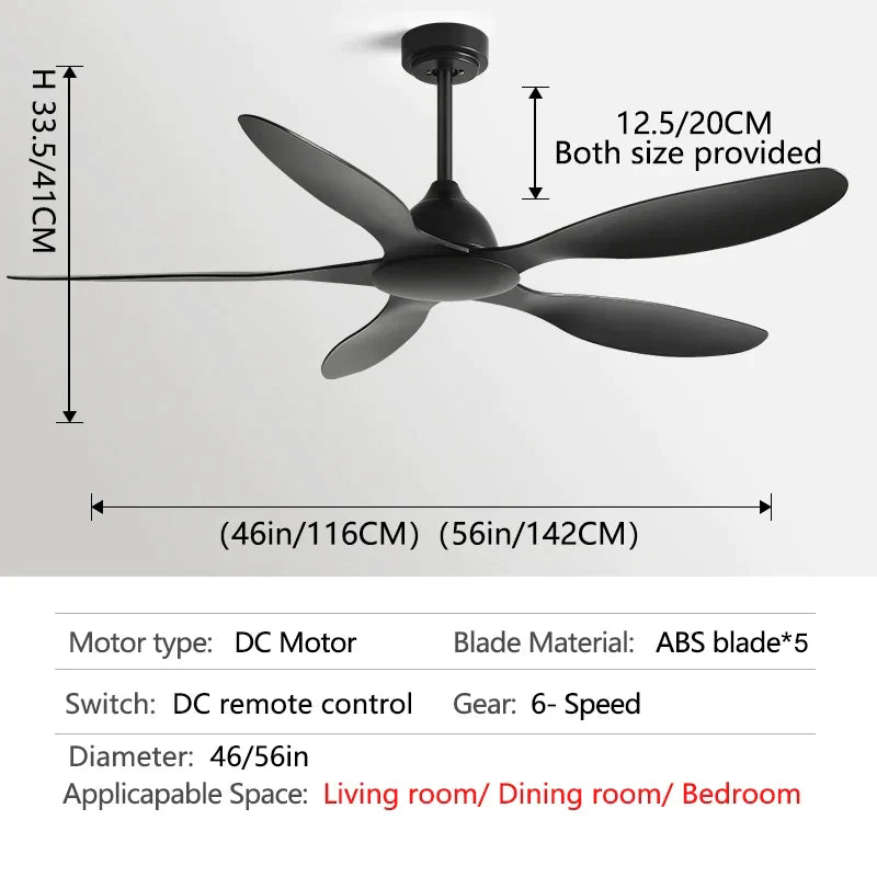 DecorBites™ 56-Inch Ceiling Fan: Modern, Remote Control, Commercial, Office, Industry, Non-Lamp Electric Fan