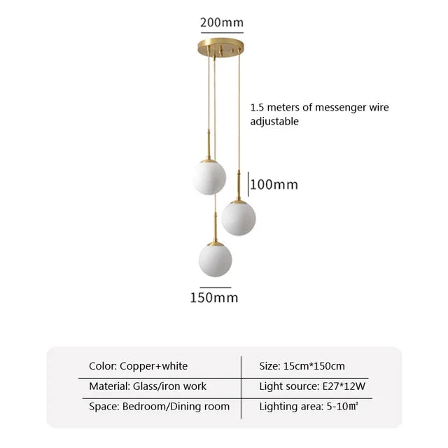 DecorBites™ Glass Ball LED Chandelier for Dining Room, Hotel, and Stairs