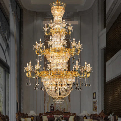 DecorBites™ Luxe Crystal Chandelier: Elegant Copper Living Room Dining Candle Light