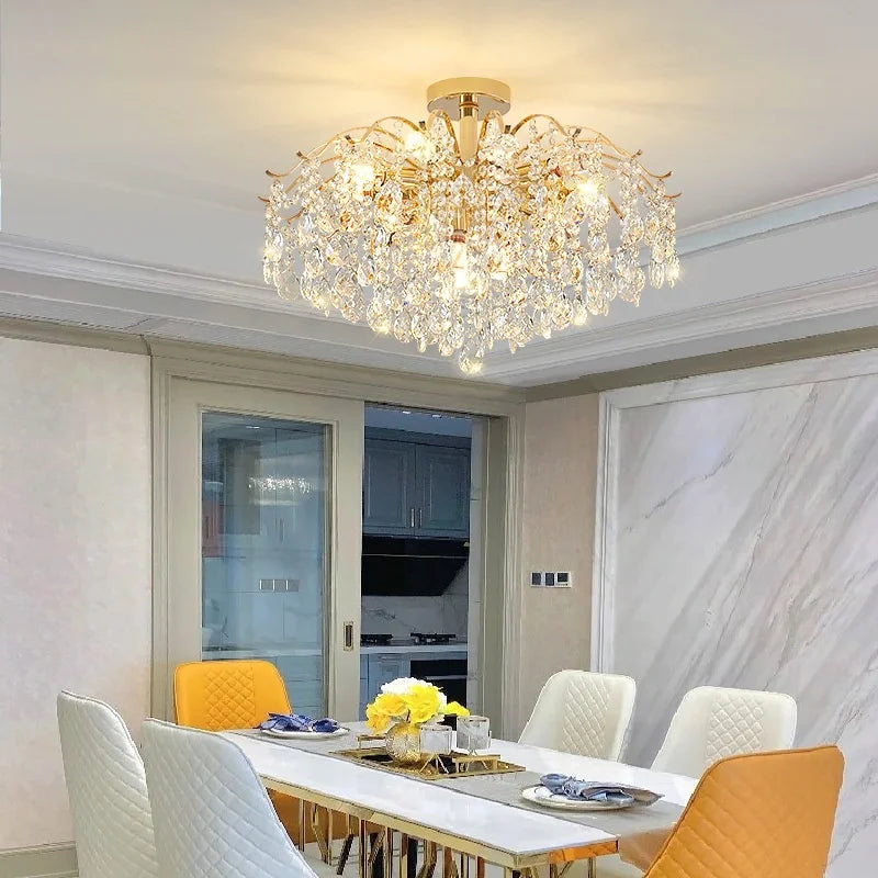 Gold Crystal Chandelier Light K9 14-Light D80cm