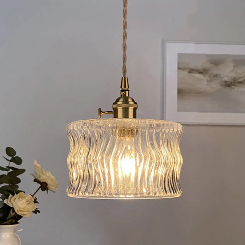 Brass Glass Pendant Light With Clear Shade Dining