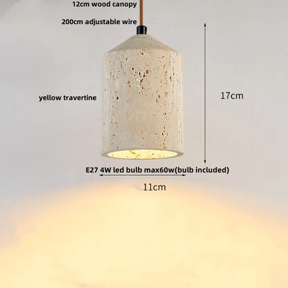 DecorBites™ Japanese Style LED Pendant Lights Wood Canopy Cement Lampshade