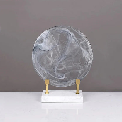 DecorBites™ Glass Geometric Disk Marble Cake Craft Home Decor Figurines