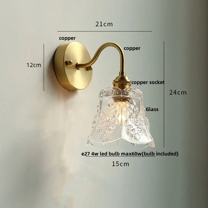 DecorBites™ Clear Glass LED Wall Sconce Pull Chain Switch Modern Stair Light