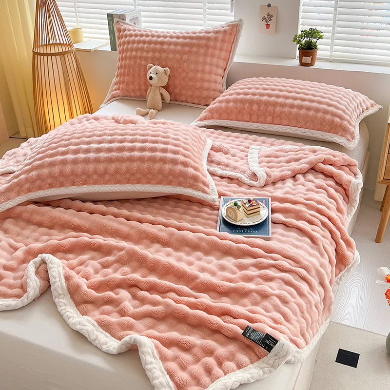 DecorBites™ Cozy Faux Rabbit Fur Throw Blanket for Sofa & Bed, 200X230cm