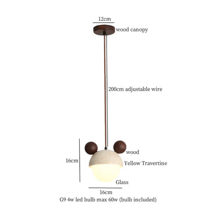 DecorBites™ Creative Stone LED Pendant Light Yellow Travertine Nordic Minimalism Hanging Lamp