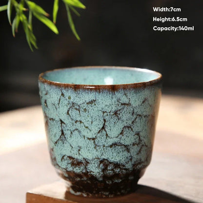 DecorBites™ Japanese Kiln Transformation Ceramic Tea Cup Espresso Coffee Mug Pottery Kung Fu Teacup