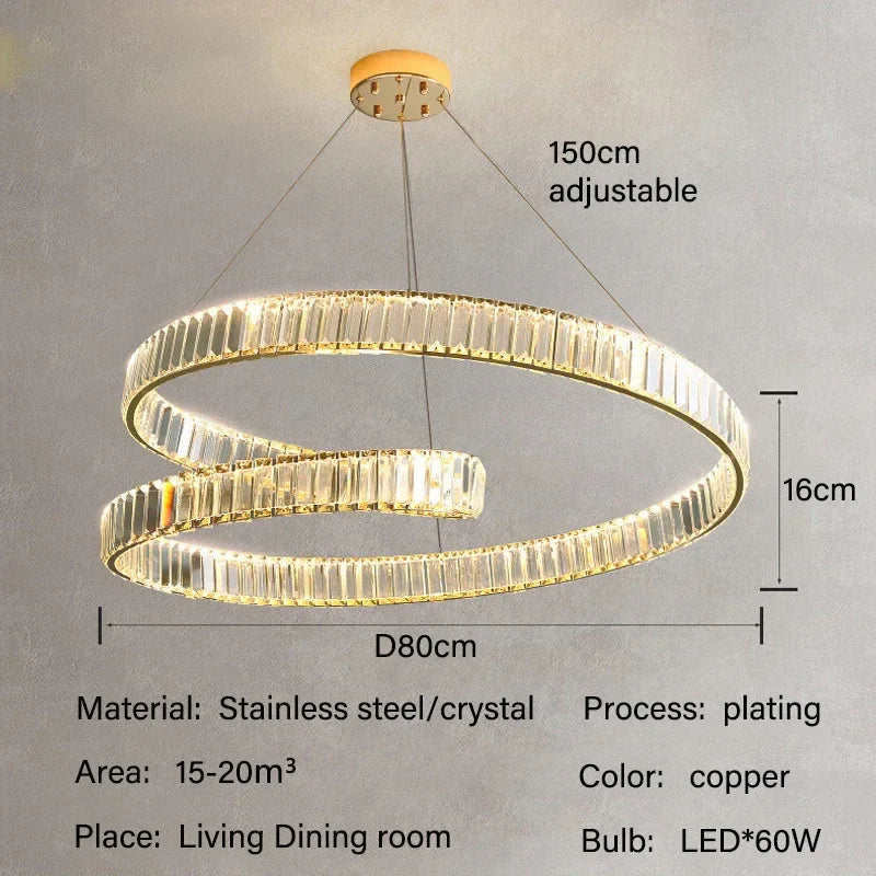 DecorBites™ Crystal LED Pendant Lights: Modern Luxury Chandelier for Living and Dining Rooms