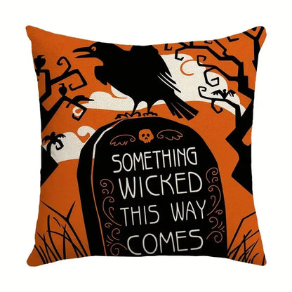 DecorBites™ Halloween Pumpkin Linen Cushion Cover Set for Home Sofa Bedroom Decor