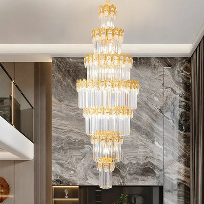 DecorBites™ Crystal Staircase Chandelier: Luxurious European Style for Villa Living