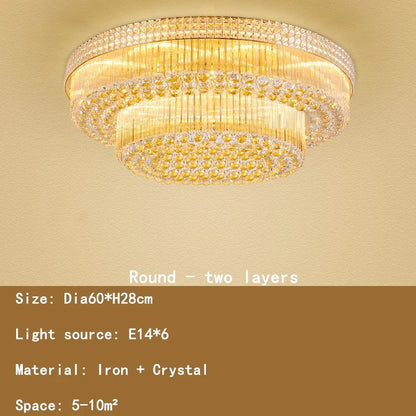 DecorBites™ Crystal LED Chandelier Cake Ceiling Lamp for Living Room Bedroom Kitchen Hotel
