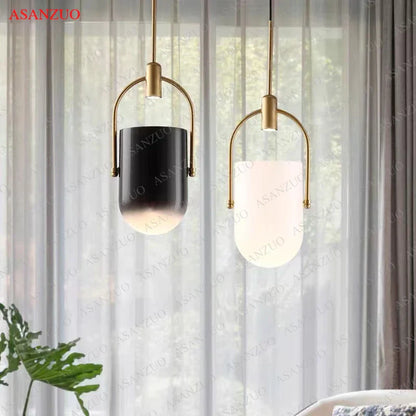 DecorBites™ Gradient Glass Pendant Light: Modern Nordic Hanging Fixture for Bedside Living Dining Decor
