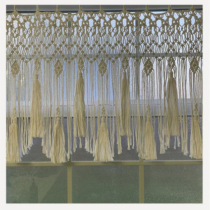 DecorBites™ Handwoven Macrame Window Curtain Tapestry with Tassels