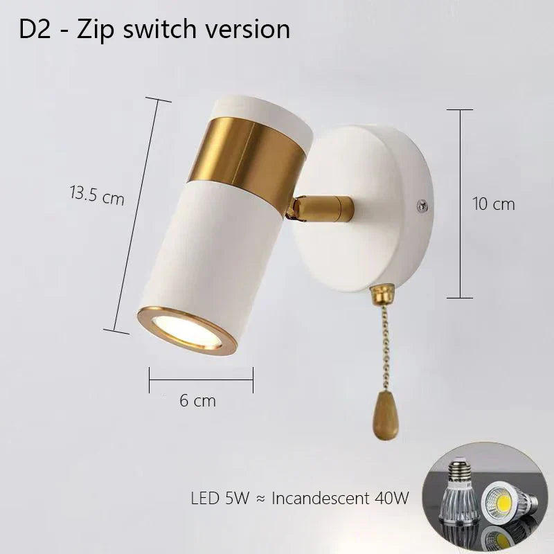 DecorBites™ Adjustable Nordic LED Wall Lamp for Bedroom, Modern Minimalist Rotating Light