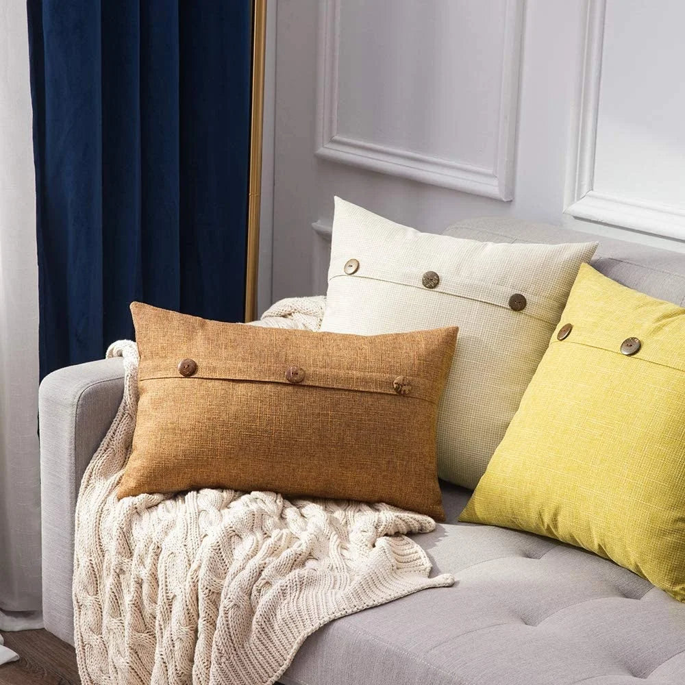 Linen Button Cushion Cover