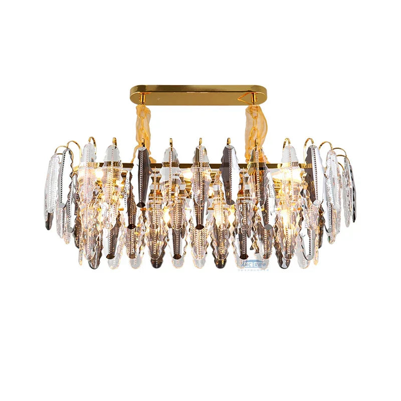 Gold Crystal Ceiling Light Oval150cm Precision
