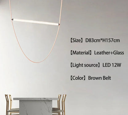 DecorBites™ LED Leather Pendant Lamp: Minimalist Dining Room Hanging Light