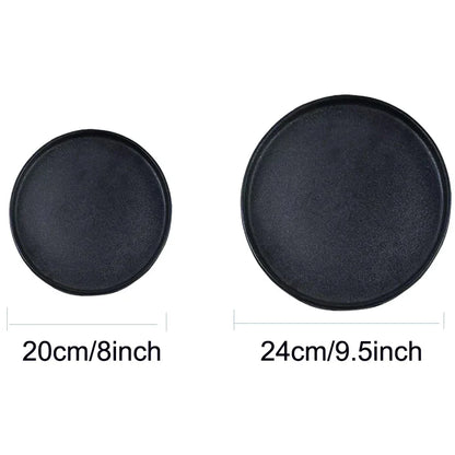 DecorBites™ Black Ceramic Dinner Plate Steak Salad Lunch Plate Tray - Hotel Restaurant Tableware