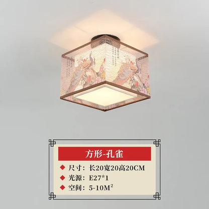 DecorBites™ Lotus Chinese Chandelier Ceiling Lamp Simple Corridor Painting LED Lighting