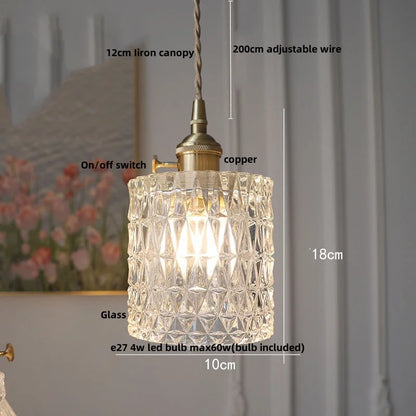 DecorBites™ Glass LED Pendant Lamp Modern Copper Socket Hanging Light