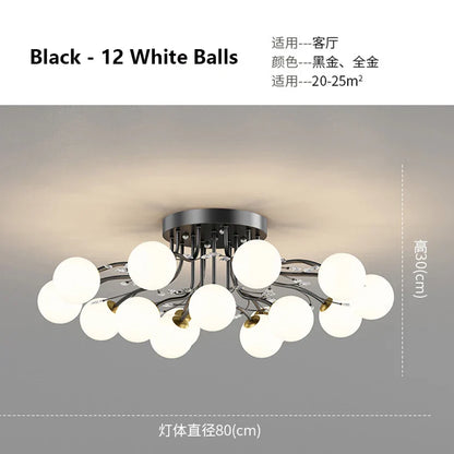 DecorBites™ Glass Bubble Ball Crystal LED Ceiling Light - Black Gold Aesthetic Décor