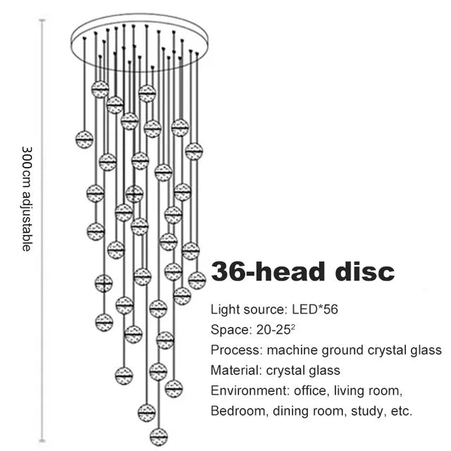 DecorBites™ Crystal Ball Chandelier: Stylish Meteor Shower Lighting for Restaurant, Bar, and Home