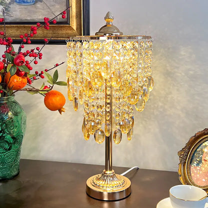 DecorBites™ Crystal Glass Table Lamp with Round Stand for Bedroom Living Room