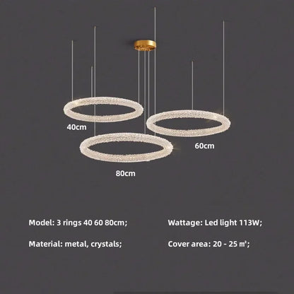 DecorBites™ Crystals Pendant Lights: Modern Dimmable Chandelier for Luxury Living Room, Dining, Bedroom