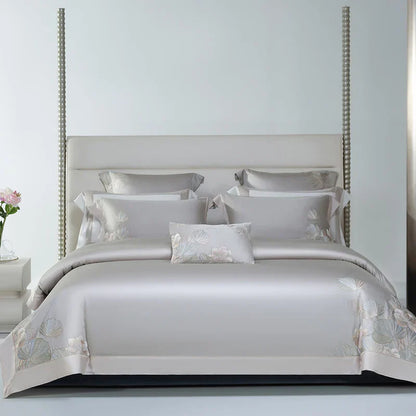 DecorBites™ Cotton Flowers Embroidery Bedding Set with Soft Silky Finish