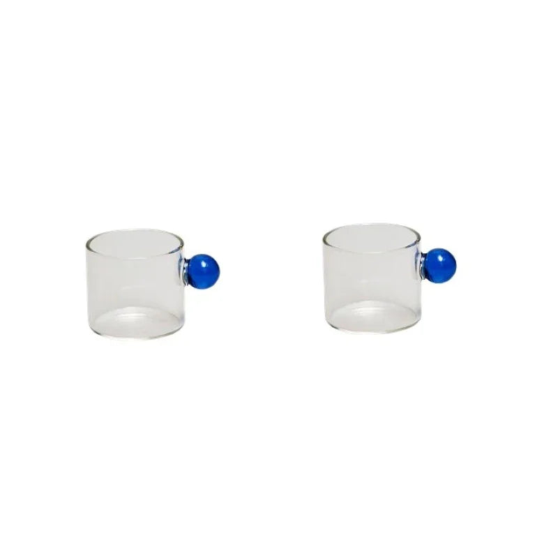 DecorBites™ Glass Espresso Cups Set with Saucers, Handle, 110ml - Table Decor and More