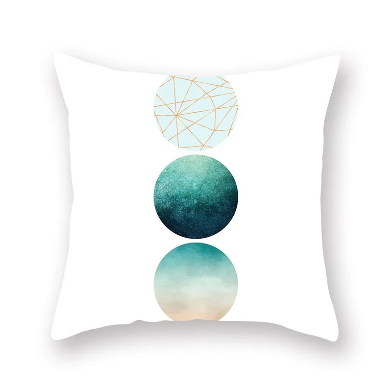 DecorBites™ Geometric Leaf Flower Pillowcase Teal Blue Sofa Car Home Decor Throw Cover