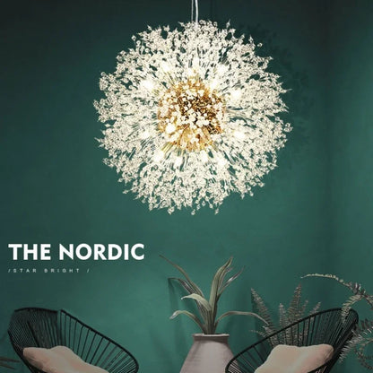 DecorBites™ Dandelion Gold/Chrome Chandelier with Crystals, G9 Pendant Lights for Elegant Lighting