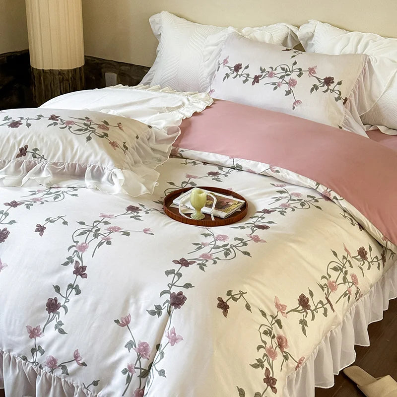 Cotton Floral Quilt Set